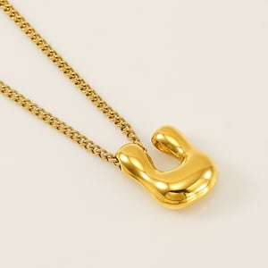 1 Piece Simple Series Daily Letter U Titanium Steel  Gold Color Unisex Pendant Necklaces h5 